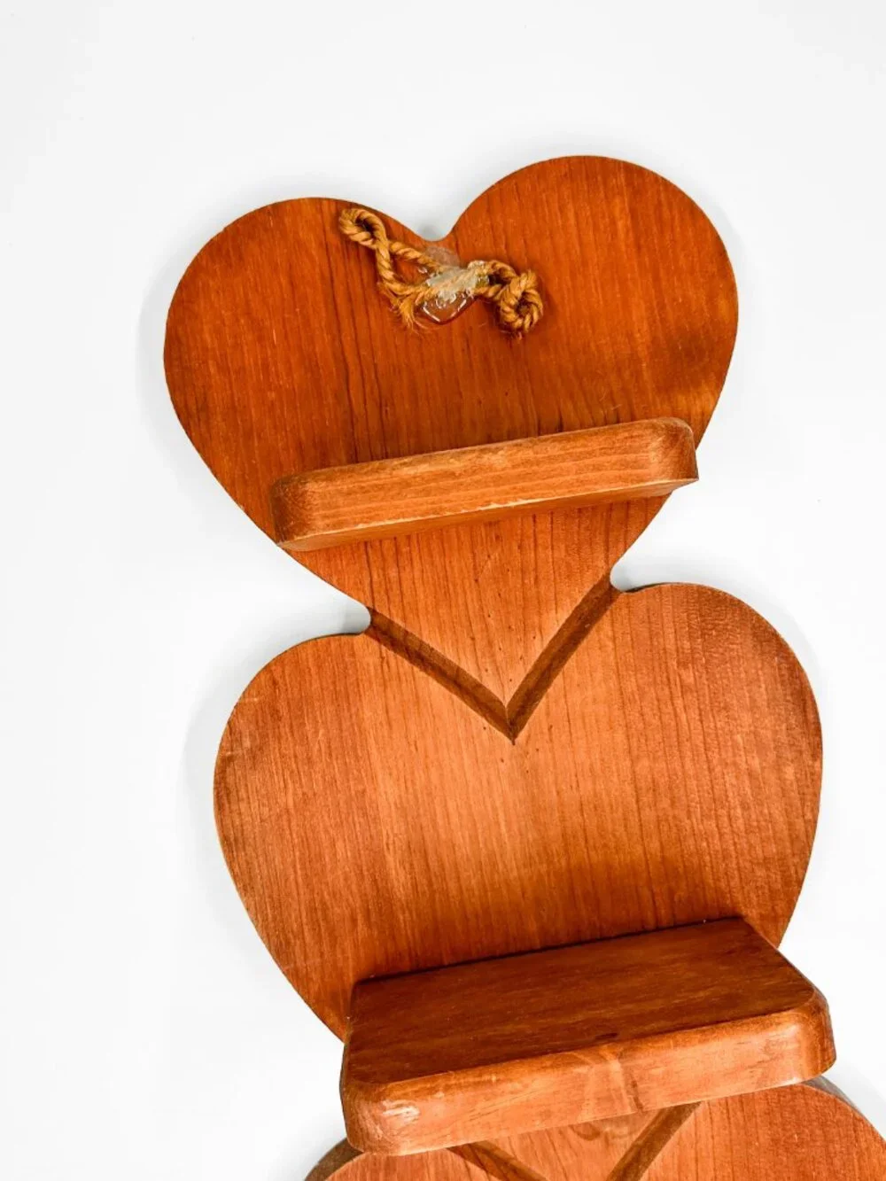 Vintage Wood Heart Wall Shelf Trinket Cottagecore Farm Country